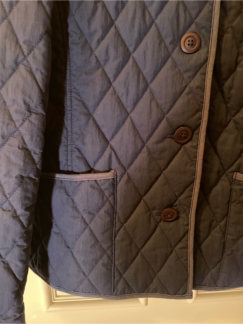 L.L. Bean Quilted Navy Button-Front Puffer Jacket - Picture 3 of 6